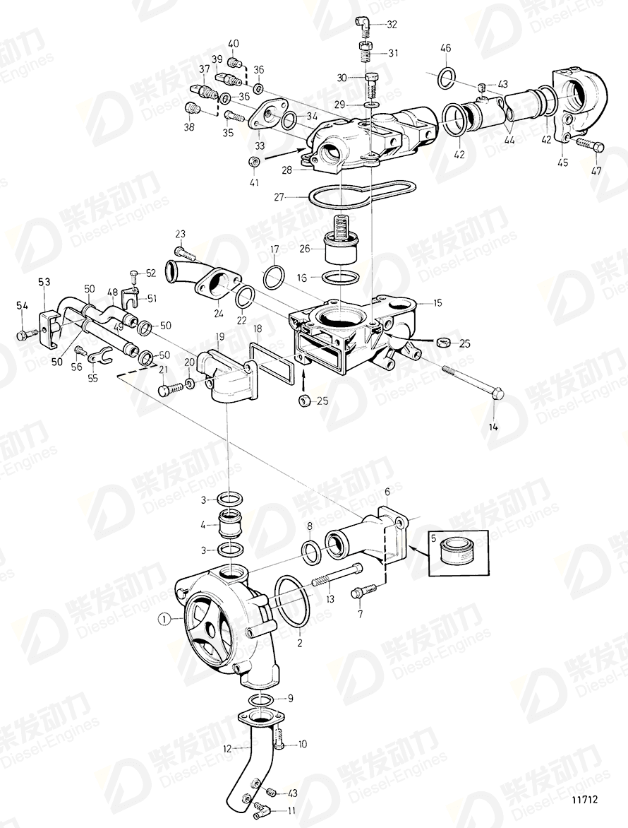 VOLVO Water pipe 848381 Drawing